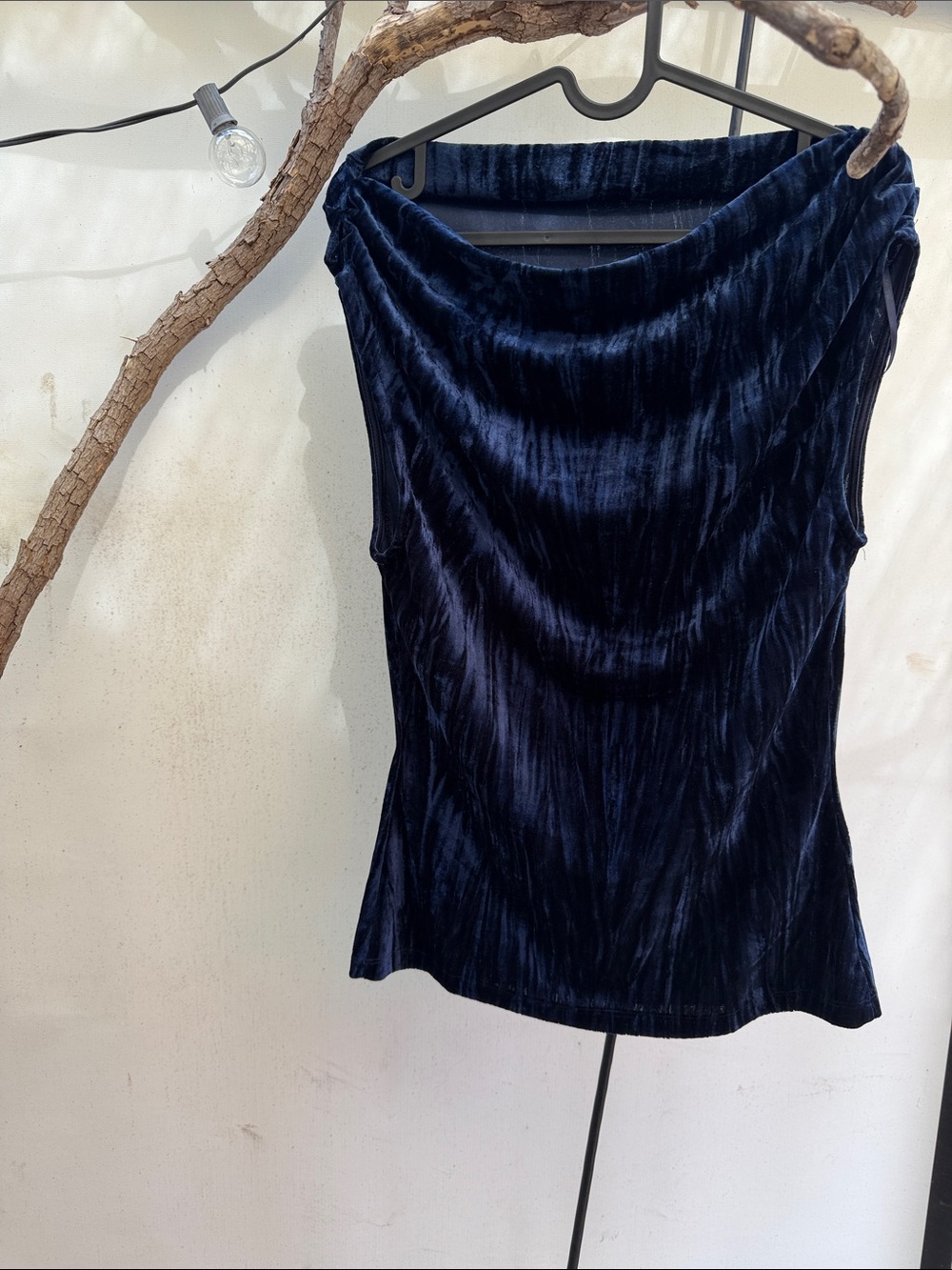 Vero Moda Navy Velvet Cowl Neck Camisole